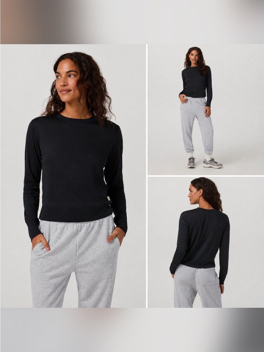 Vuori Black Daydream Halo Crew Long-Sleeve Top